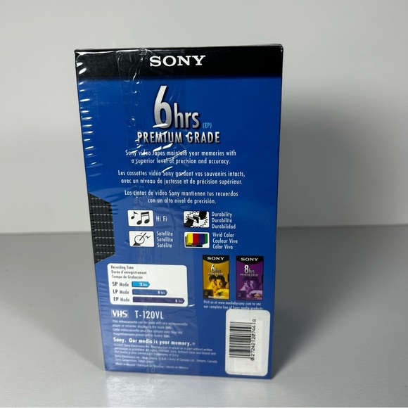 SONY Premium Grade VHS Video Cassette Tapes T-120 Pack Of 4 6 Hours New Sealed - Picture 2 of 6
